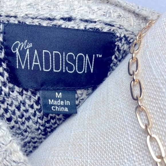 🌟Mia Maddison Long Cardigan Sweater Duster Grey Black Fuzzy Open Front M - Picture 7 of 9